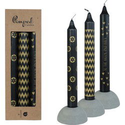 Pimped kaarsen to the moon black & gold, 3 st.