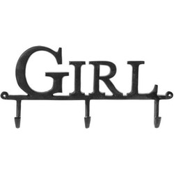 Kapstok met 3 kapstokhaken Girl Riverdale 40 x 28 cm zwart - Kapstokken