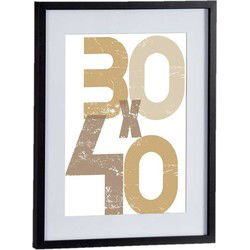 Houten fotolijst - zwart - 40 x 50 cm - met passe-partout - Fotolijsten