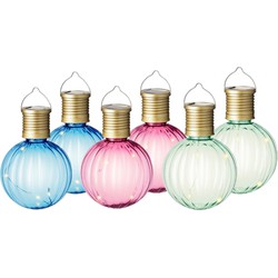 Set van 9x stuks buiten led roze, blauwe en groene lampion solar verlichting 11 cm - Lampionnen