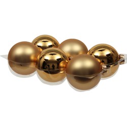 6x stuks glazen kerstballen goud 8 cm mat/glans - Kerstbal