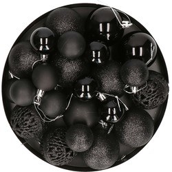 Kerstboomversiering 50x zwarte plastic kerstballen - Kerstbal