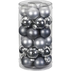 Inge Christmas Kerstballen - 30x st - grijs - D4 cm - glas - Kerstbal