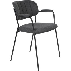 Housecraft Living Jolien Eetkamerstoelen armleuning Zwart/Donkergrijs - Set van 2