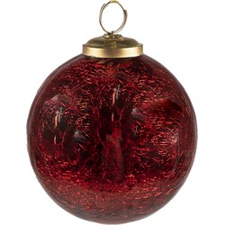 Clayre & Eef Kerstbal  Ø 9 cm Rood Glas Kerstdecoratie