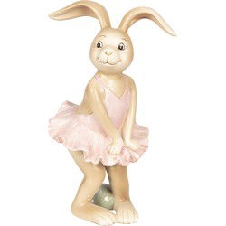 Clayre & Eef Beeld Konijn 7x7x13 cm Bruin Polyresin Woonaccessoires