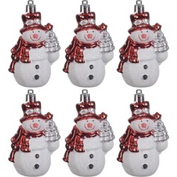 8x Sneeuwpop kerstornamenten kersthangers 8 cm - Kersthangers