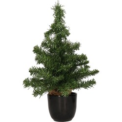 Mini kunstboom/kunst kerstboom groen 45 cm met zwarte pot - Kunstkerstboom