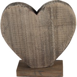 Clayre & Eef Beeld Hart 19x7x19 cm Bruin Hout Hartvormig Woonaccessoires