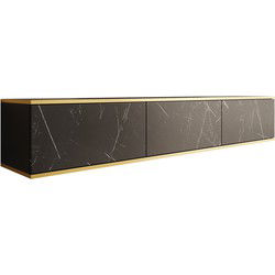 Meubella - TV-Meubel Orleans - Zwart marmerlook - 175 cm