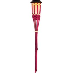 1x Roze buiten/tuin Led fakkel Bodi solar verlichting 54 cm vlam - Fakkels