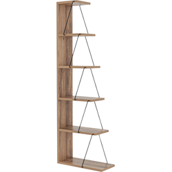 Hoekrek 6 planken, dennenhout en zwart decor, H150 cm - Tlos