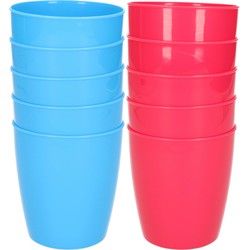 30x stuks onbreekbare kunststof drinkglazen 300 ML in het blauw en roze - Drinkbekers