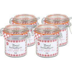 Urban Living Voorraadpot/bewaarpot - 4x - 250 ml - glas - met beugelsluiting - D8.5 x H10 cm - Voorraadpot