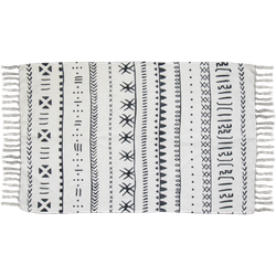 Vloerkleed - katoen - 90x60 cm - zwart/wit
