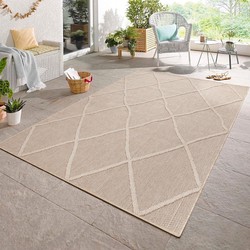 Tenedo Indoor & Outdoor Beige vloerkleed - Geruit