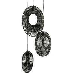 Hanglamp Ovo 3-lamps Cluster Rond, kleur Zwart - black - 26  x 26 x 132 cm