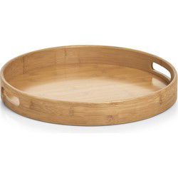 Zeller Dienblad - 1x - bamboe hout - rond - 38 x 5 cm - serveerblad - Dienbladen