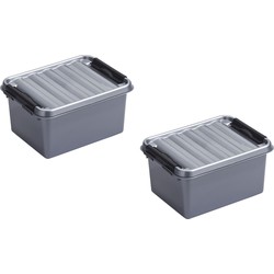 2x stuks kunststof stapelbare opbergbakken 2 liter 20 x 15 x 10 cm - Opbergbox