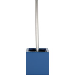 MSV Toiletborstel in MDF houder/rvs wc-borstel - marine blauw - 37 cm - Toiletborstels