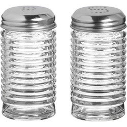 Urban Living Peper en zout stel - ribbel glas - 90 cl - setje van 2x stuks - Peper en zoutstel