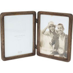 Home & Styling Fotolijstje - dubbele foto - hout - 2x 17 x 22 cm - Fotolijsten