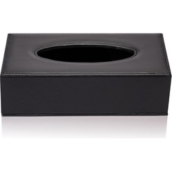 Decopatent® Tissue box Kunstleer - Tissues Tissuedoos - Luxe doos voor Servetten - Zakdoekjeshouder - Tissue box houder - Zwart