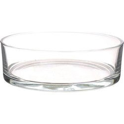 Lage schaal/vaas transparant rond glas 8 x 25 cm - plat - glazen vazen - Vazen