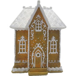 Clayre & Eef Gingerbread house met LED 12x9x15 cm Bruin Kunststof Peperkoekhuisje
