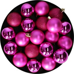 Christmas Decoration kerstballen - 20x - 4 cm -fuchsia roze - kunststof - Kerstbal