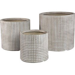PTMD Bloempot Paizlie - 44x44x43 cm - Magnesium - Beige - Set van 3