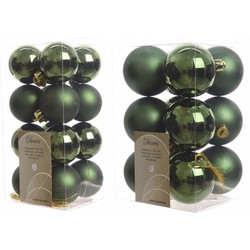 Kerstversiering kunststof kerstballen donkergroen 4-6 cm pakket van 40x stuks - Kerstbal