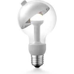 Design LED Lichtbron Move Me - Zilver - G80 Sphere LED lamp - 8/8/13.7cm - Met verstelbare diffuser via magneet - geschikt voor E27 fitting - 3W 220lm 2700K - warm wit licht