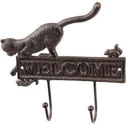 Clayre & Eef Wandhaak Kat 22x5x20 cm Bruin IJzer
