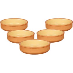 Set 12x tapas/creme brulee serveer schaaltjes terracotta/geel 16x4 cm - Snack en tapasschalen