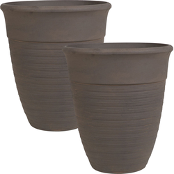 KATALIMA - Bloempot set van 2 - Bruin - 43 cm - Stenenmix