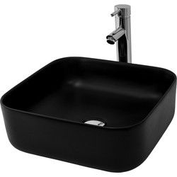 Wastafel 39,5x39,5x14 cm zwart keramiek ML-Design