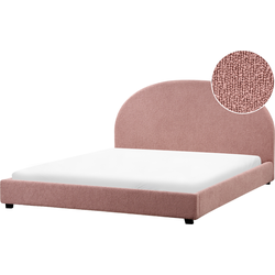 Beliani VAUCLUSE - Tweepersoonsbed-Roze-Bouclé