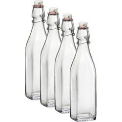 Beugelflessen/weckflessen transparant - 4x stuks - 250 ml - Weckpotten
