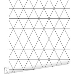 ESTAhome behang grafische driehoeken wit en zwart - 0,53 x 10,05 m - 139148