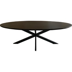 Livingfurn - Eetkamertafel Jesper Oval Black 240 cm - Mangohout / Gecoat Staal