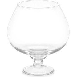 Giftdecor Bloemenvaas op voet Cognac - transparant glas - D21 x H26 cm - boeketvaas - 5 liter - Vazen