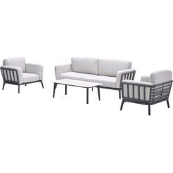 Montea loungeset - 4-dlg - carbon black - valley sand