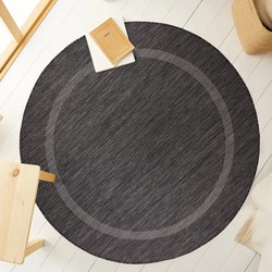 Relax Uni Binnen en Buiten - Rond Vloerkleed - Indoor & Outdoor - Laagpolig Effen - Zwart- 160 CM ROND