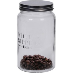 Keuken voedsel bewaar voorraadpot/voorraadbus - glas - 1000 ml - 10 x 18 cm - Voorraadpot