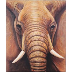 Cosmo Casa Olieverfschilderij - Close-up Olifant - 100% Handgeschilderd - Muurschildering - Schilderij XL - 120x100cm