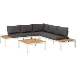 Exotan  La Vida Loungeset Tuin - Teak/Metaal - Wit - 63x245x245