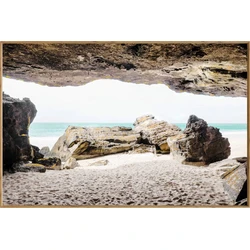PTMD Glass Art wall picture beach cave