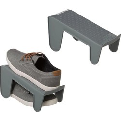 Set van 10x stuks schoenenrekjes/plankjes voor 1 paar schoenen grijs 29,5 x 25 cm - Schoenenrekken