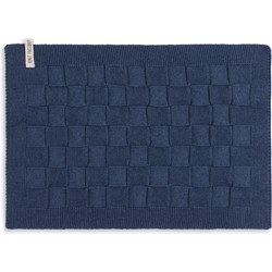 Knit Factory Gebreide Placemat - Onderlegger Uni - Jeans - 50x30 cm